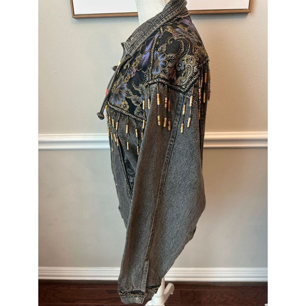 Vintage Embellished Western Denim Jacket Size Large - Picture 9 of 14